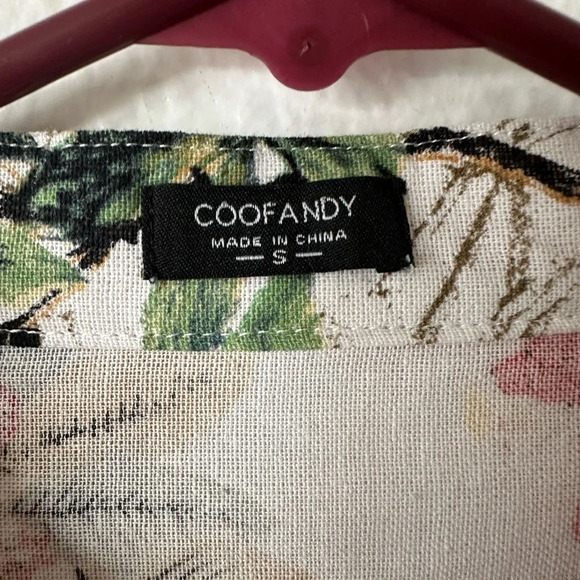 COOFANDY Men’s Unisex Floral Henley Neckline Long Sleeves Small Shirt BNWT - Picture 5 of 8